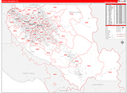 Santa Clara County Wall Map Red Line Style